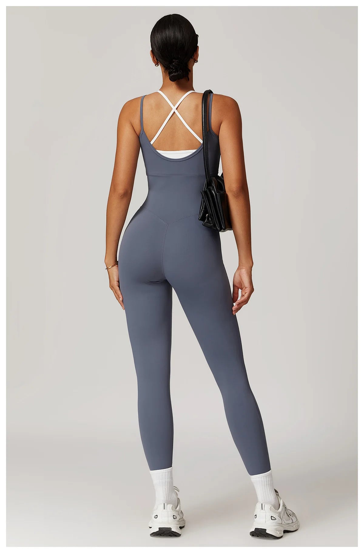 Macacão Fitness Feminino Color Block Costas Cruzadas com Bolsos | Fit Diamond