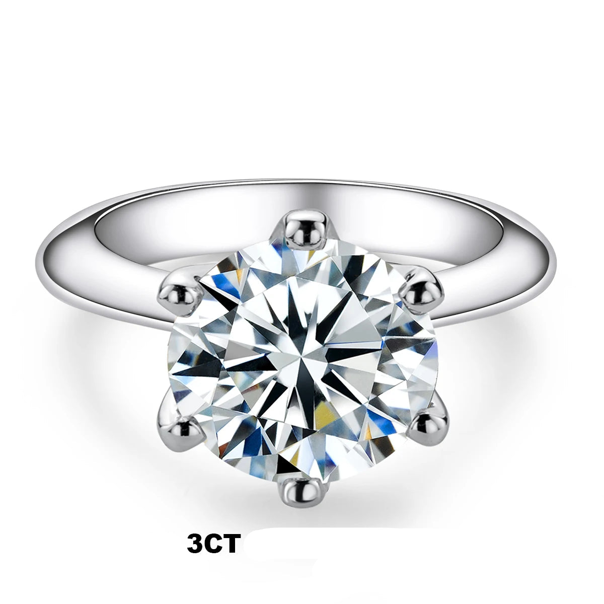 Anel Solitário de Moissanite em Prata 925 com Ouro 18K