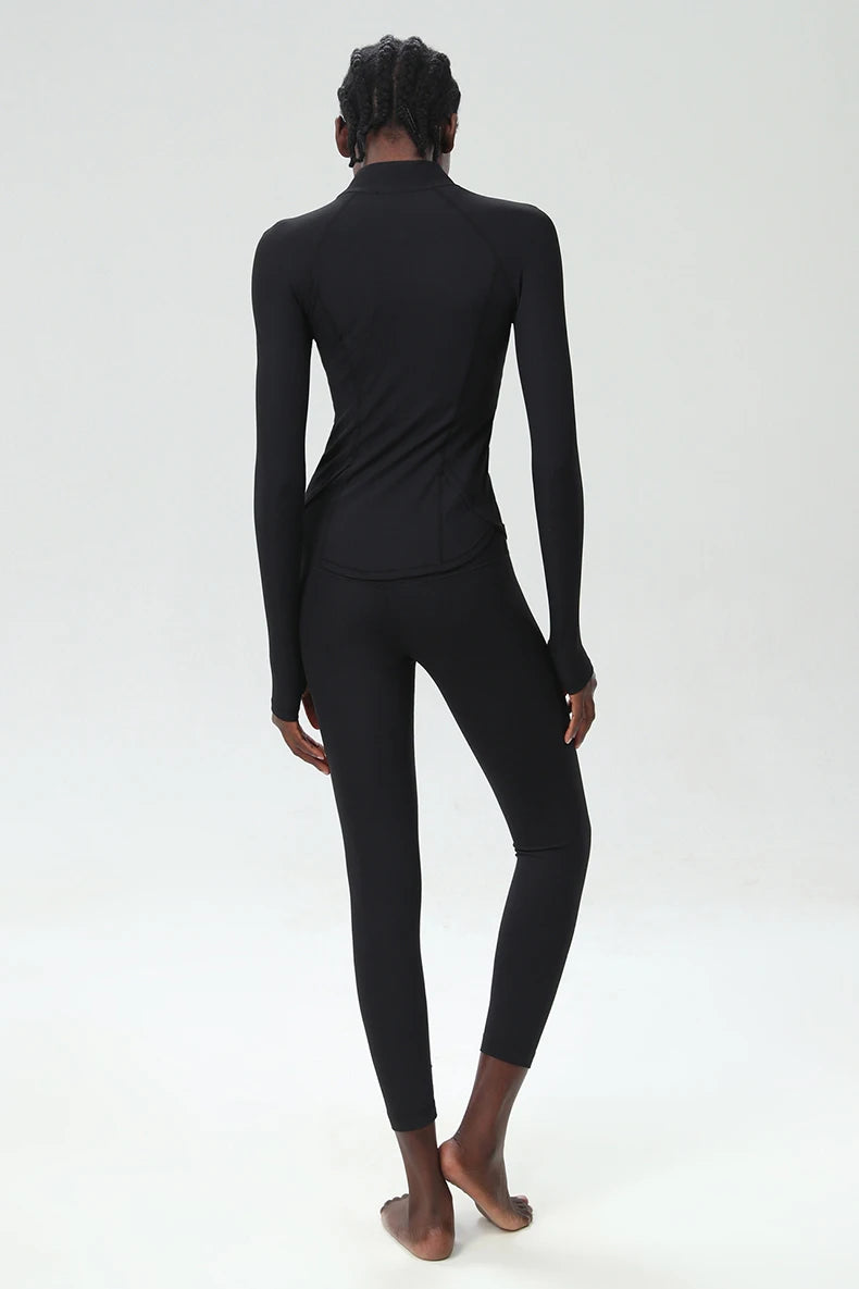 Conjunto Fitness Diamond Ribbed 3 Peças Top Cropped, Legging Anatômica e Blusa de Manga Longa