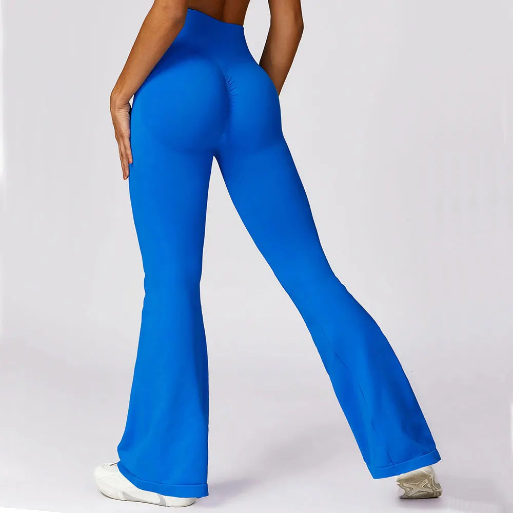Calça Flare Sem Costura – Cintura Alta, Super Elástica, Ideal para Yoga, Dança e Academia