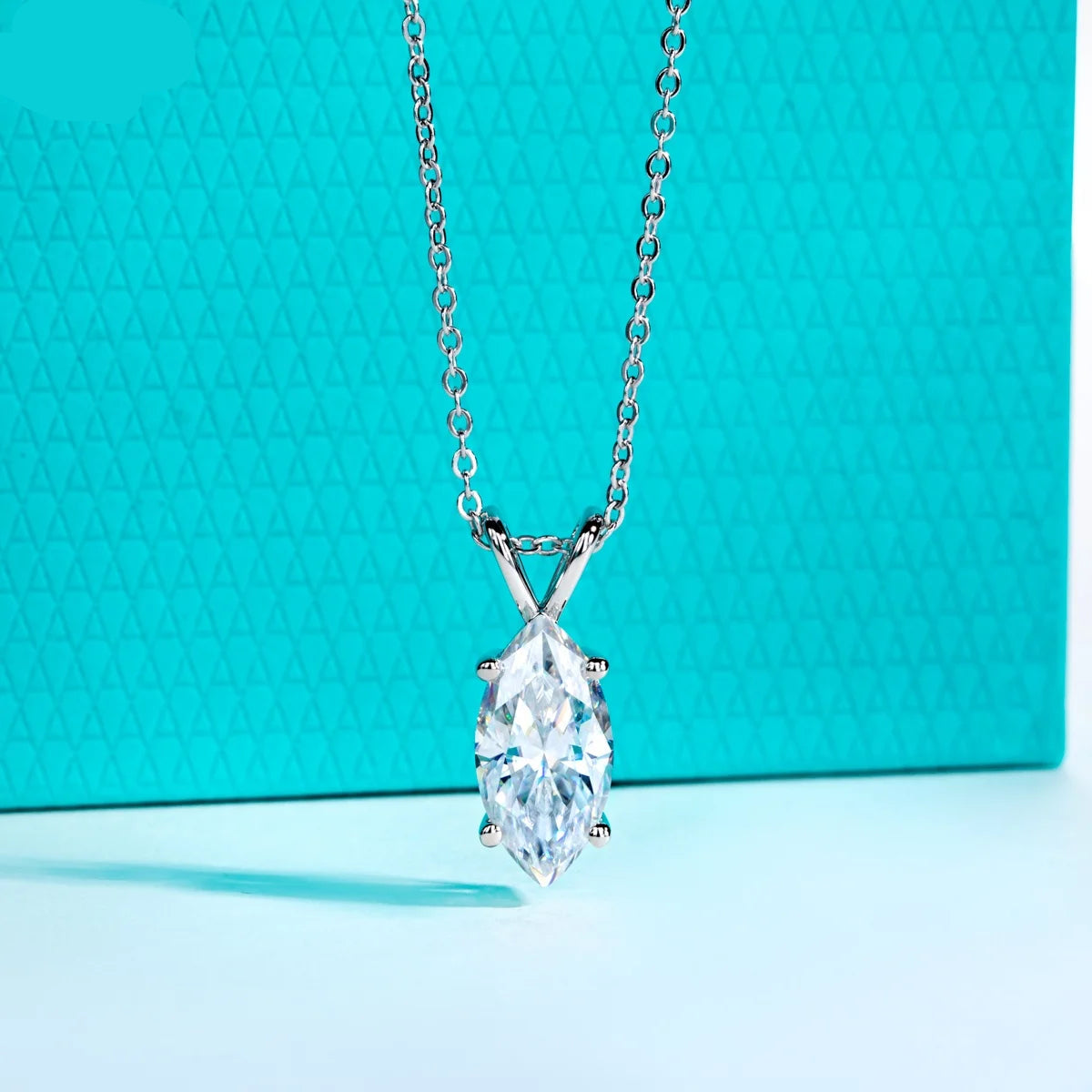 Colar com Pingente de Moissanita Marquise 2ct/3ct/4ct/5ct em Prata 925 – Cor D VVS1, Design Elegante