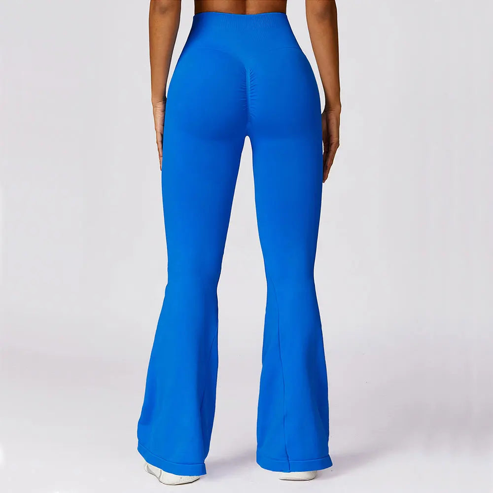 Calça Flare Sem Costura – Cintura Alta, Super Elástica, Ideal para Yoga, Dança e Academia