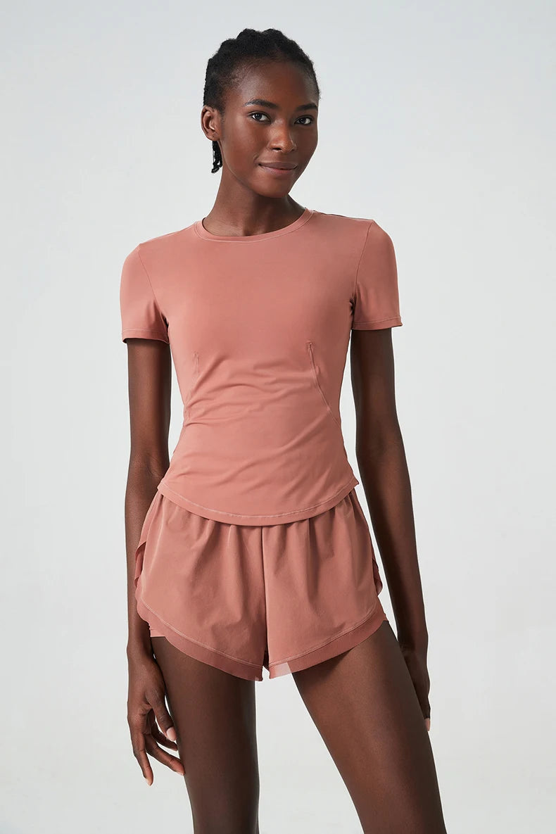Conjunto Fitness Feminino Short e Blusa Fit Diamond – Summer Slim Fit Manga Curta