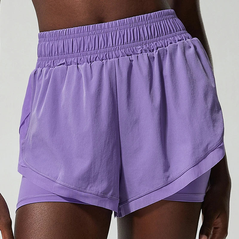 Shorts Feminino Fit Diamonds Summer 2 em 1 — Cintura Alta, Forro Interno Compressivo e Secagem Rápida