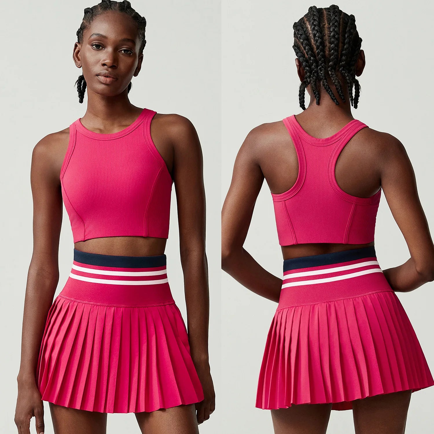 Conjunto Fitness Feminino 2 Peças Fit Diamond – Saia Shorts + Top Slim Fit
