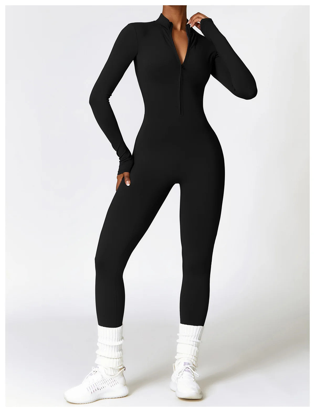 Macacão Fitness Feminino Manga Longa com Zíper – Push Up One Piece | Fit Diamond