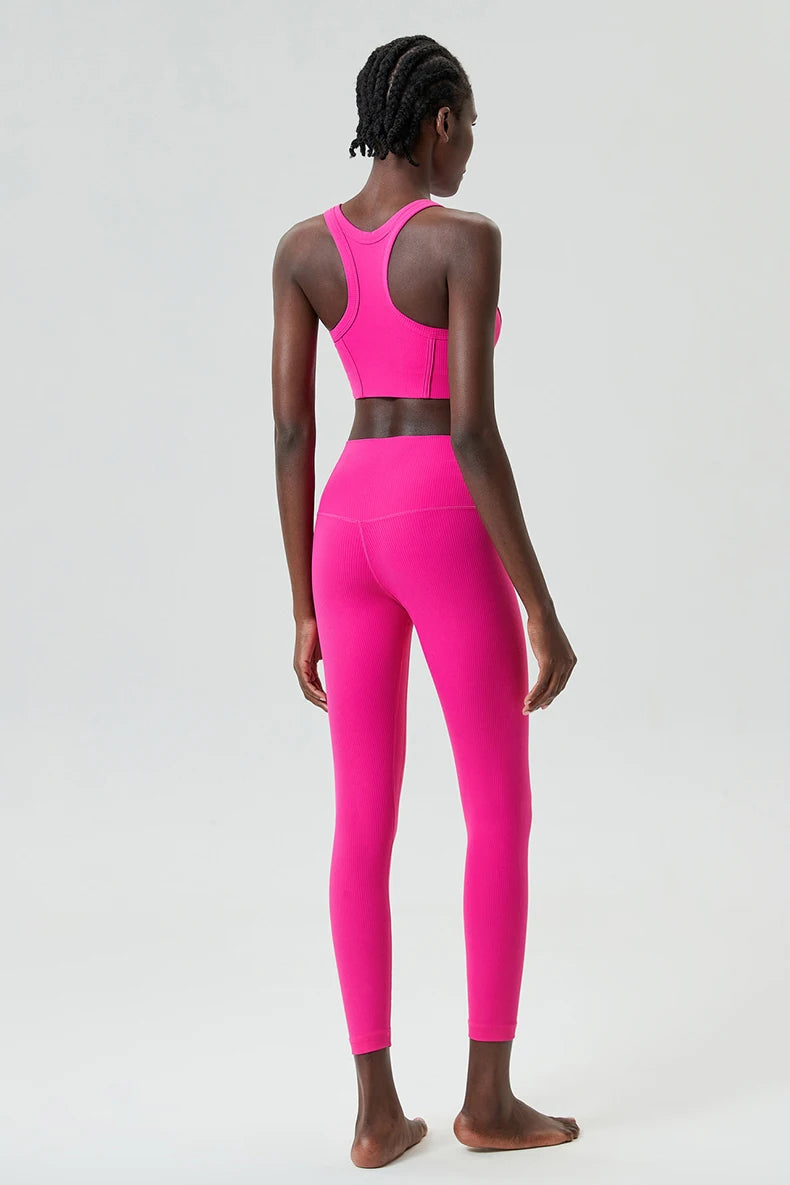 Conjunto Fitness Top e Calça Feminino 2 Peças Fit Diamond – Ribbed Slim Fit Alta Sustentação