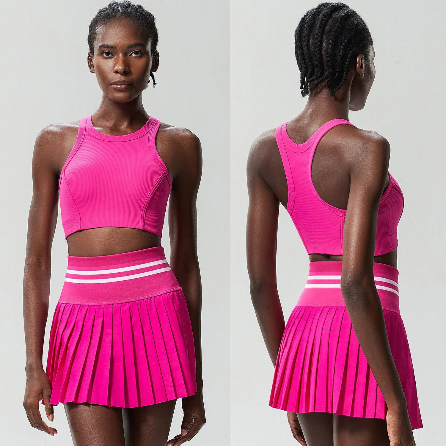 Conjunto Fitness Feminino 2 Peças Fit Diamond – Saia Shorts + Top Slim Fit