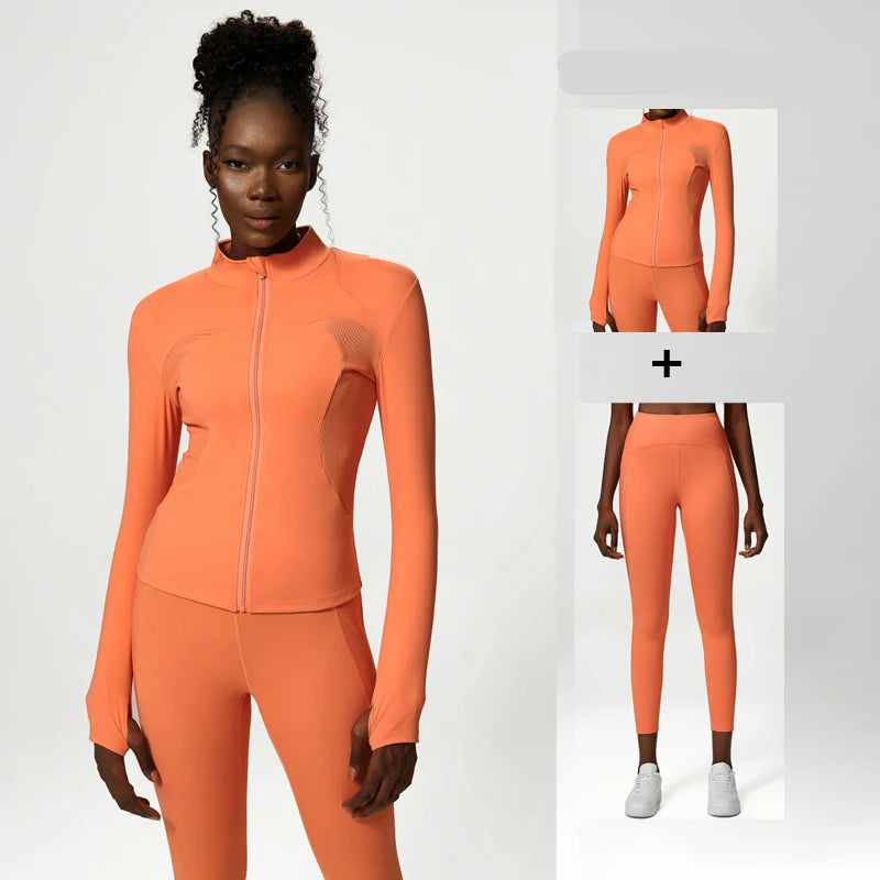 Conjunto Fitness Feminino 2 ou 3 Peças Fit Diamond – Top + Legging + Jaqueta Slim Fit