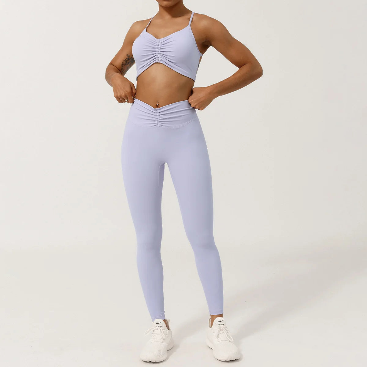 Conjunto Fit Diamond Seamless 2 Peças Top Cropped sem Costura e Calça Legging