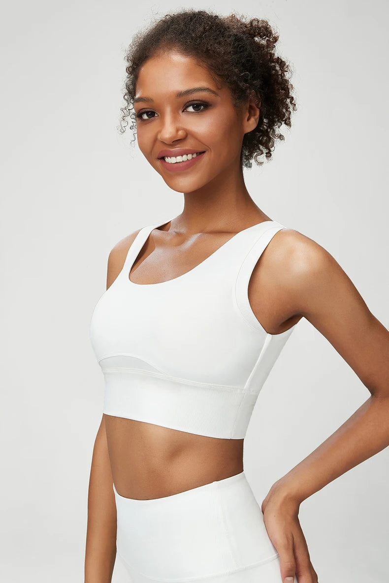 Top Fit Diamond Round Neck Crop Bra Conforto, Praticidade e Estilo Minimalista