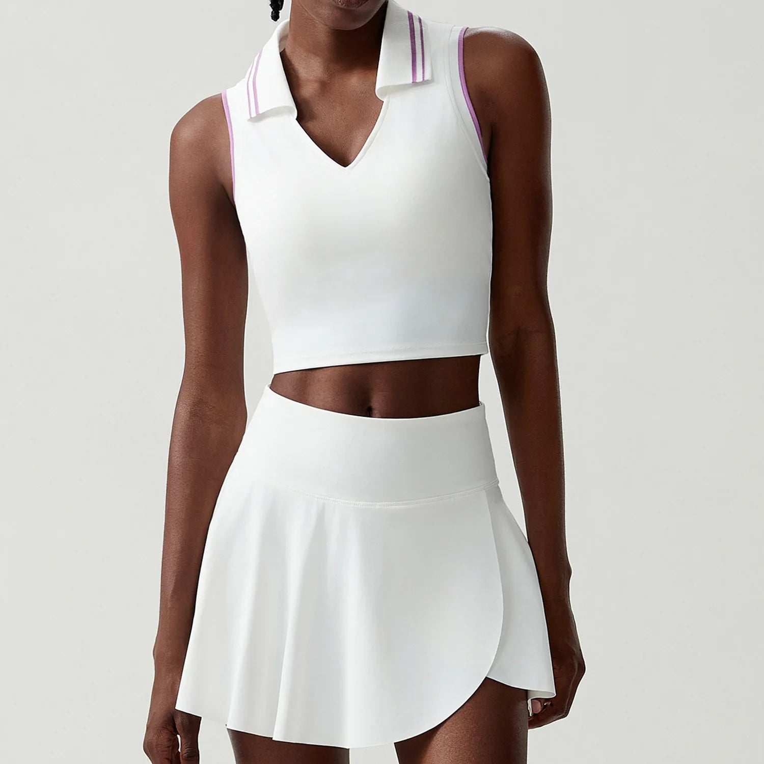 Conjunto Fitness Feminino 2 Peças Fit Diamond – Saia-Short 2 em 1 Summer Tennis