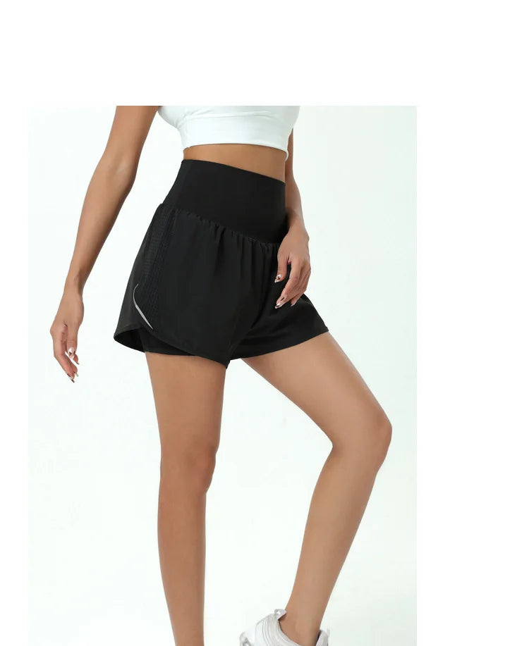 Shorts Feminino Fit Diamonds 2 in 1 — Cintura Alta, Forro Interno Compression e Secagem Rápida