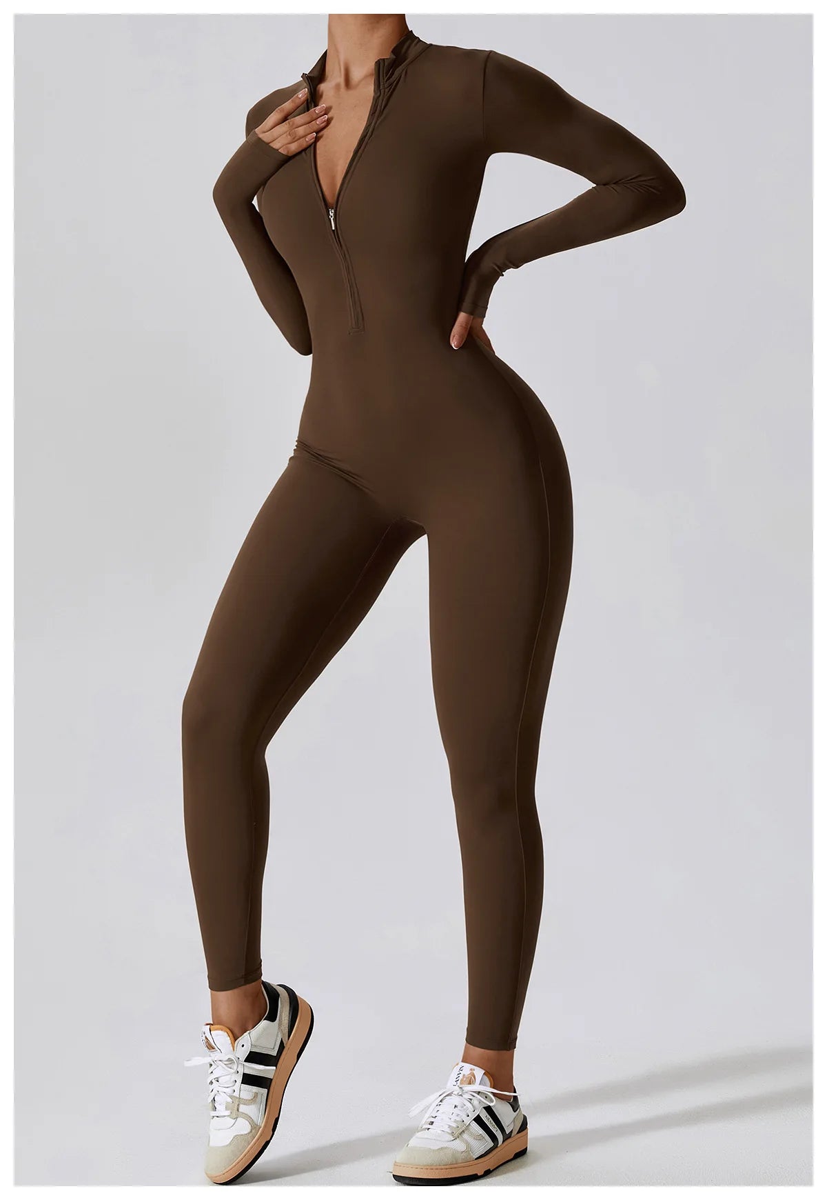 Macacão Fitness Feminino Manga Longa com Zíper – Push Up One Piece | Fit Diamond