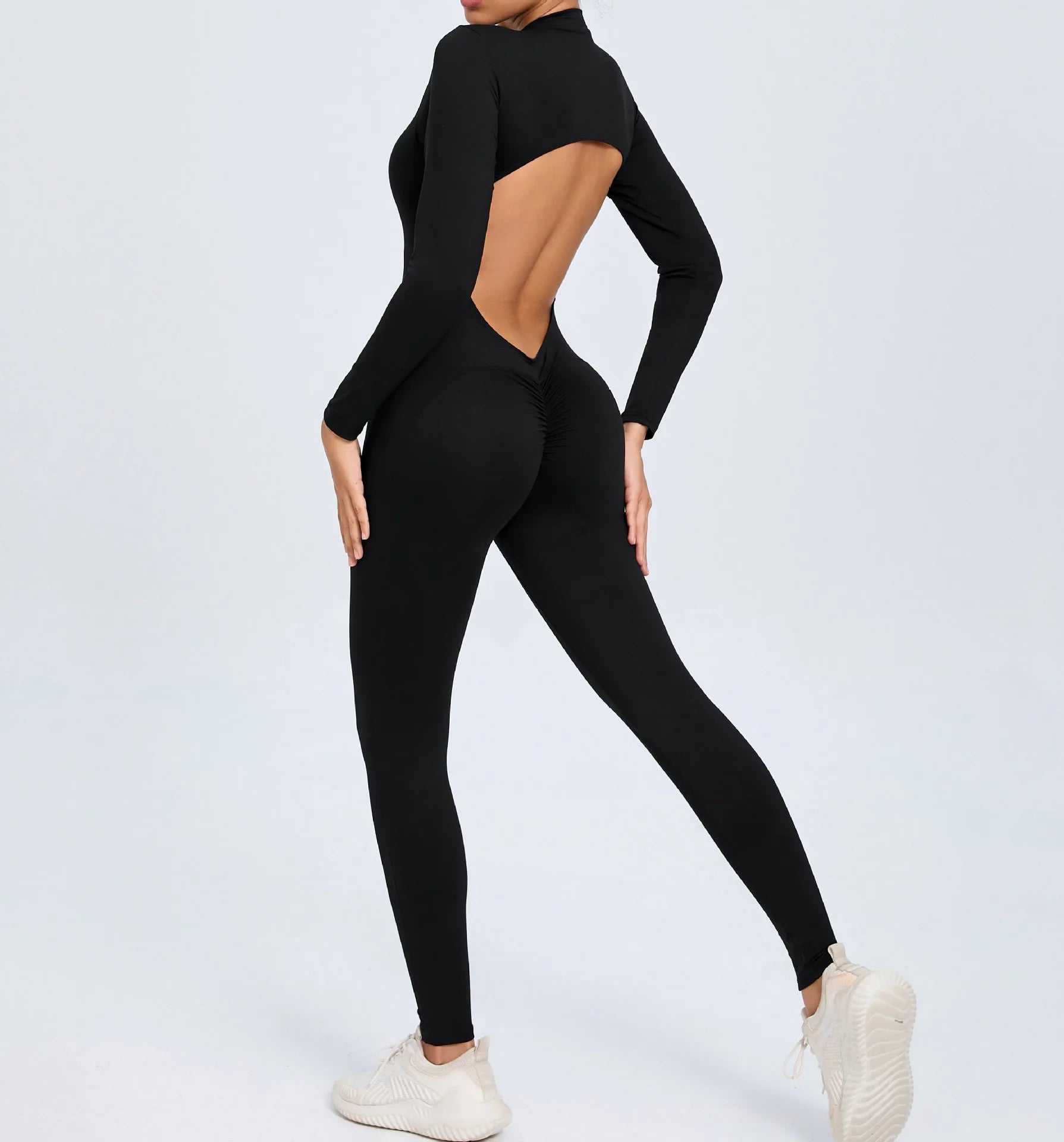 Macacão Fitness Feminino Longo – Manga Comprida, Decote Aberto & Zíper Frontal | One Piece Fit Diamond