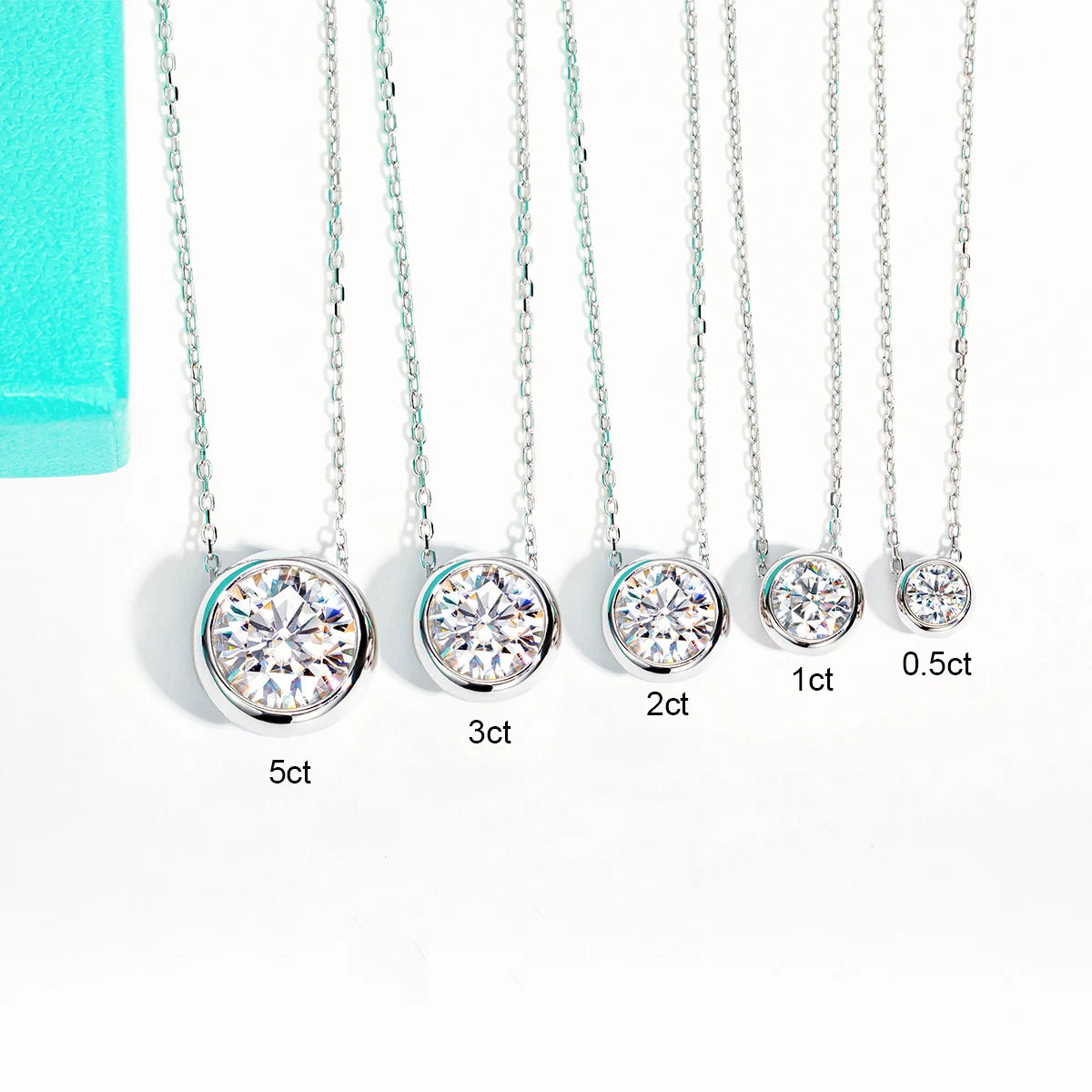 Conjunto Moissanita D Color – Brincos de Botão e Colar com Pingente em Prata 925 Banhada a Ouro 18K