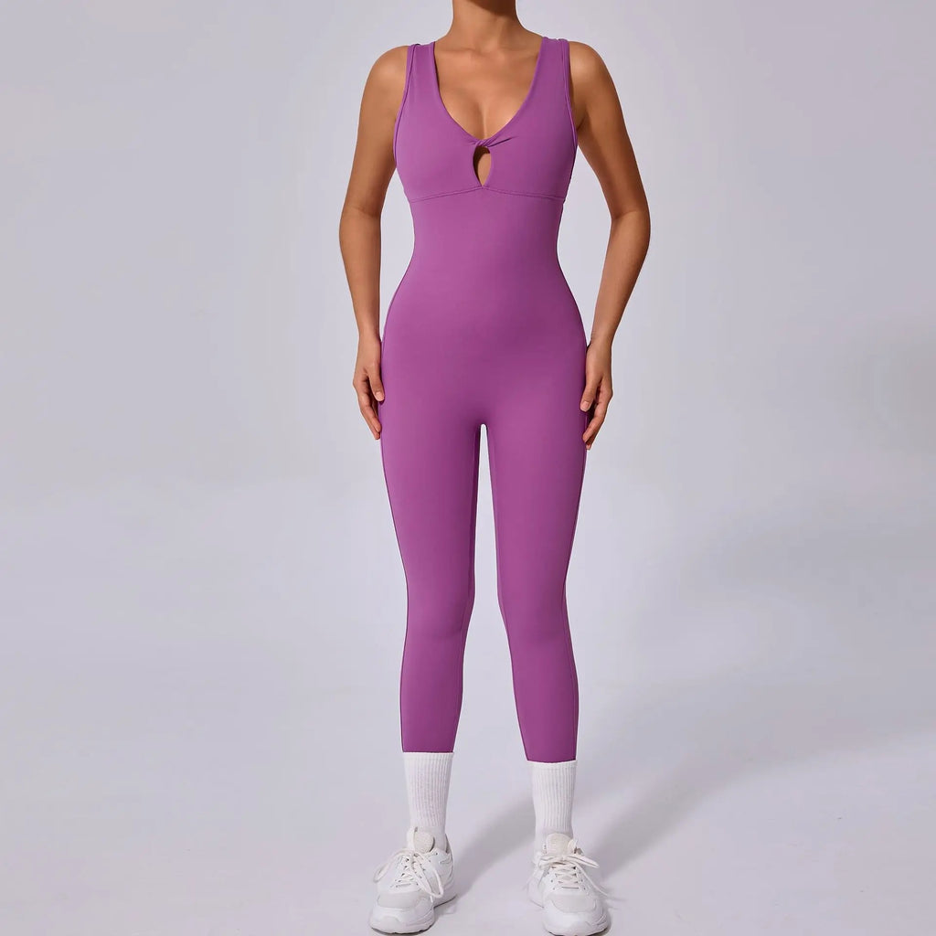 Macacão Fitness Feminino Sem Manga Costas Abertas – One Piece Yoga | Fit Diamond