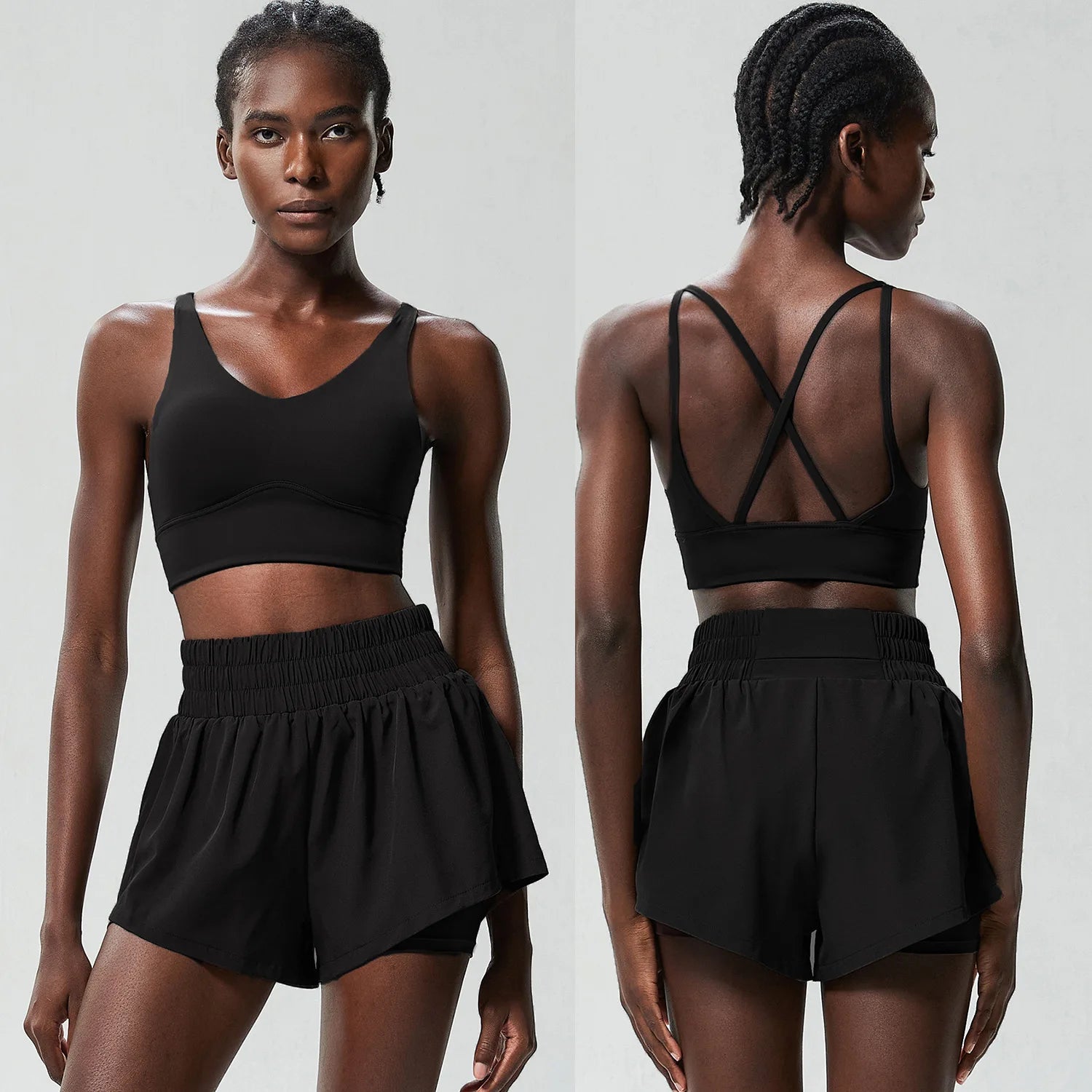 Conjunto Fitness Feminino 2 Peças Fit Diamond – Shorts + Top Summer Respirável