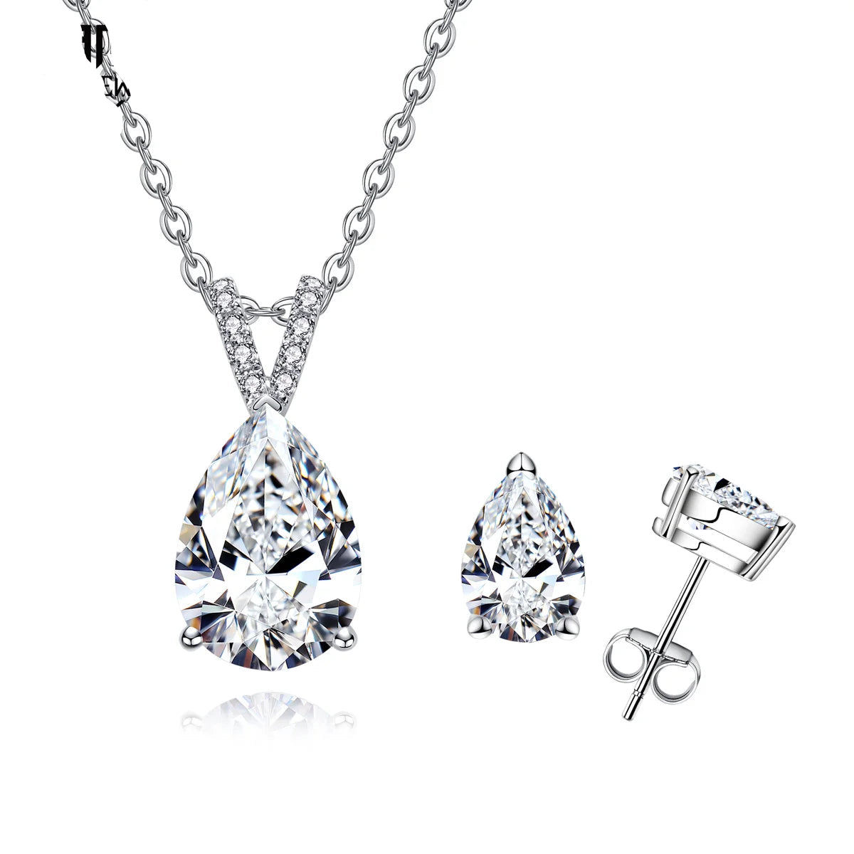 Conjunto Colar 2.5ct e Brincos 1.2ct Moissanita em Prata 925