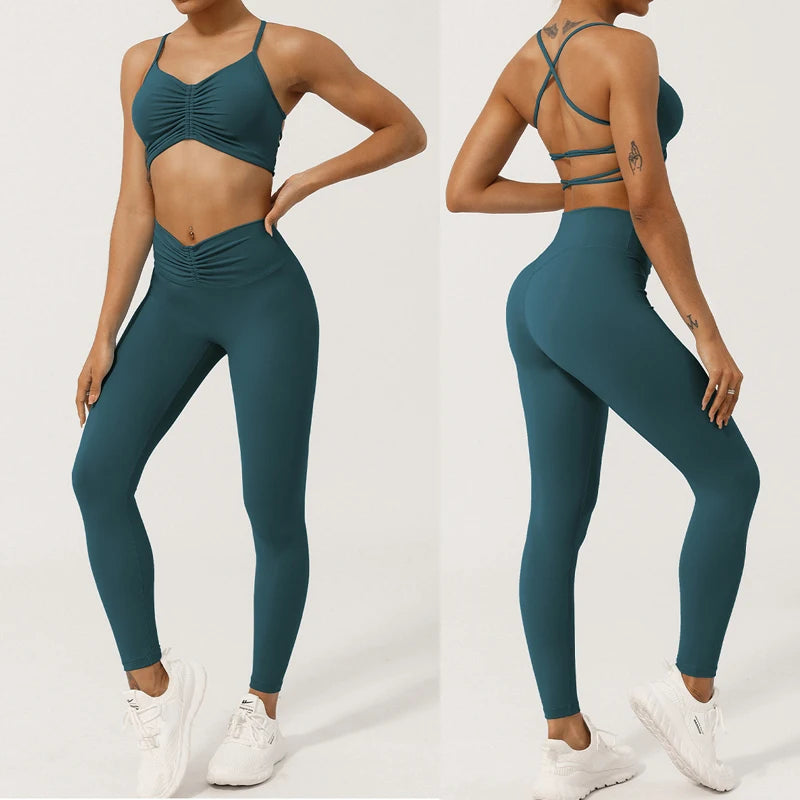 Conjunto Fit Diamond Seamless 2 Peças Top Cropped sem Costura e Calça Legging