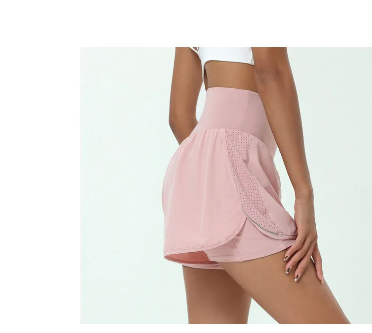 Shorts Feminino Fit Diamonds 2 in 1 — Cintura Alta, Forro Interno Compression e Secagem Rápida