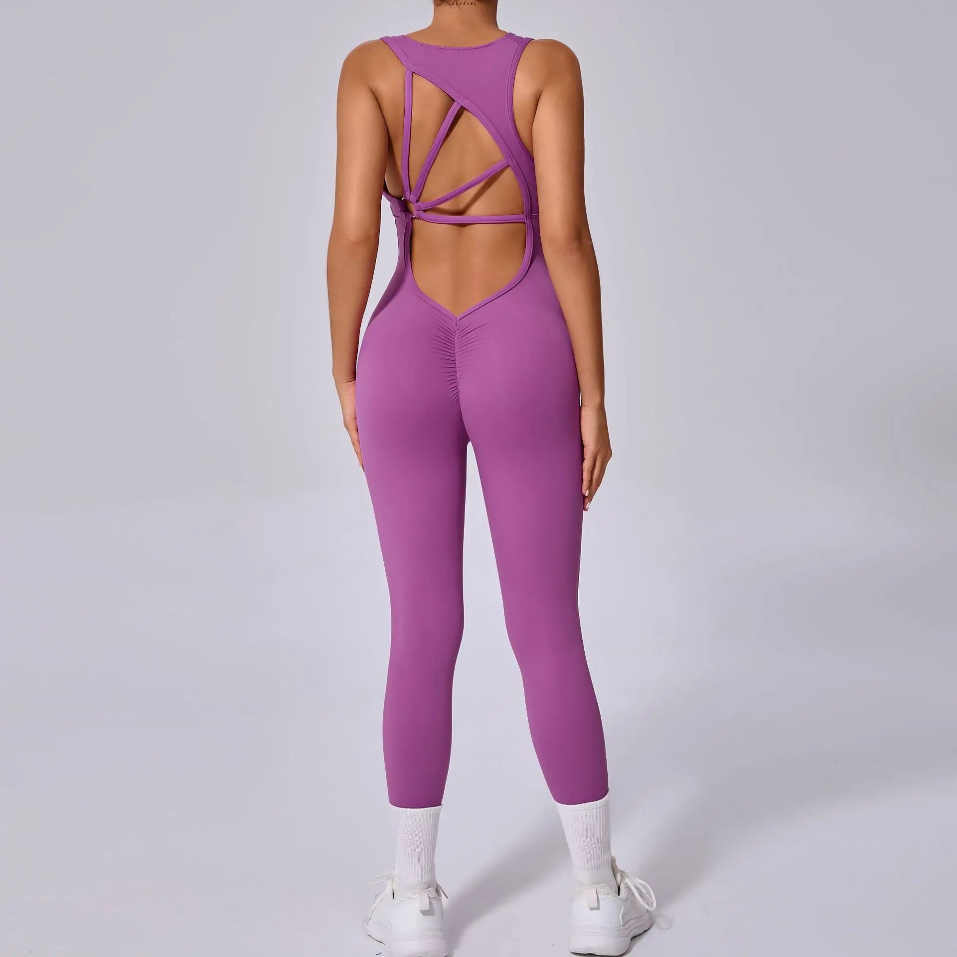 Macacão Fitness Feminino Sem Manga Costas Abertas – One Piece Yoga | Fit Diamond
