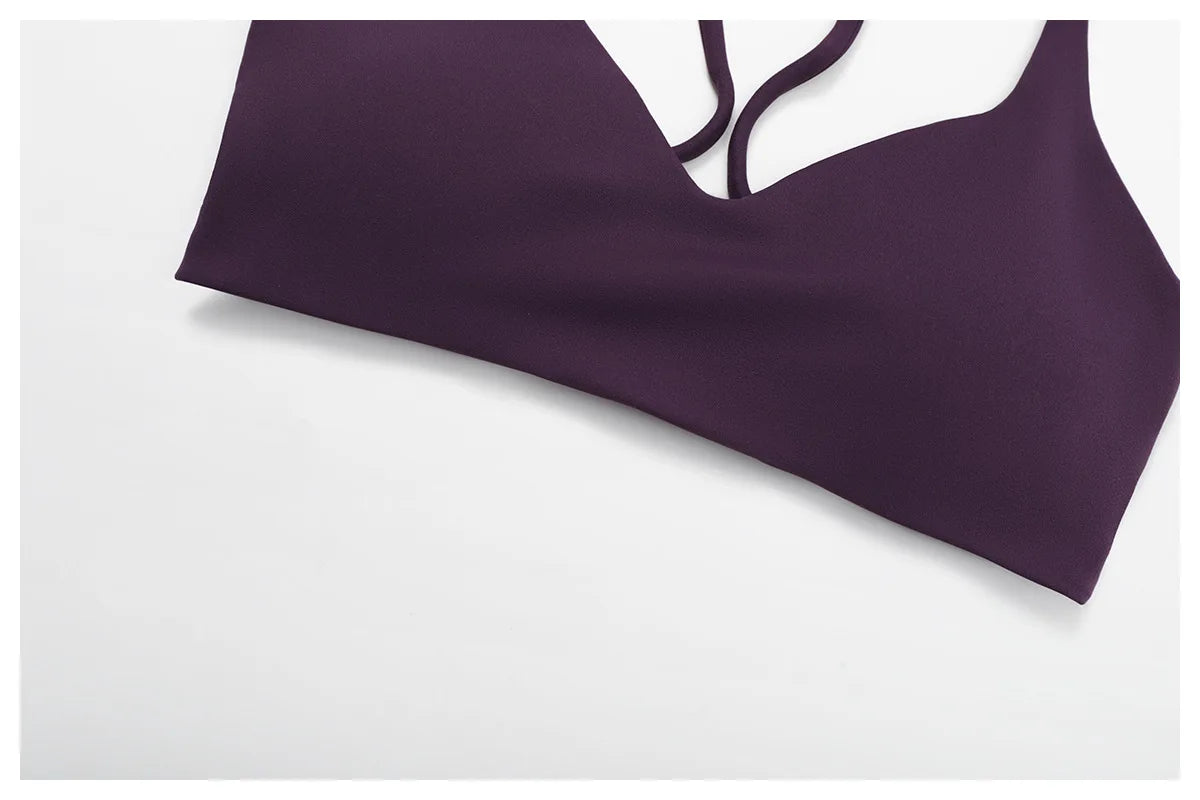Top Esportivo Feminino Fit Diamond | Cross Shoulder Push Up, Secagem Rápida e Suporte Shockproof