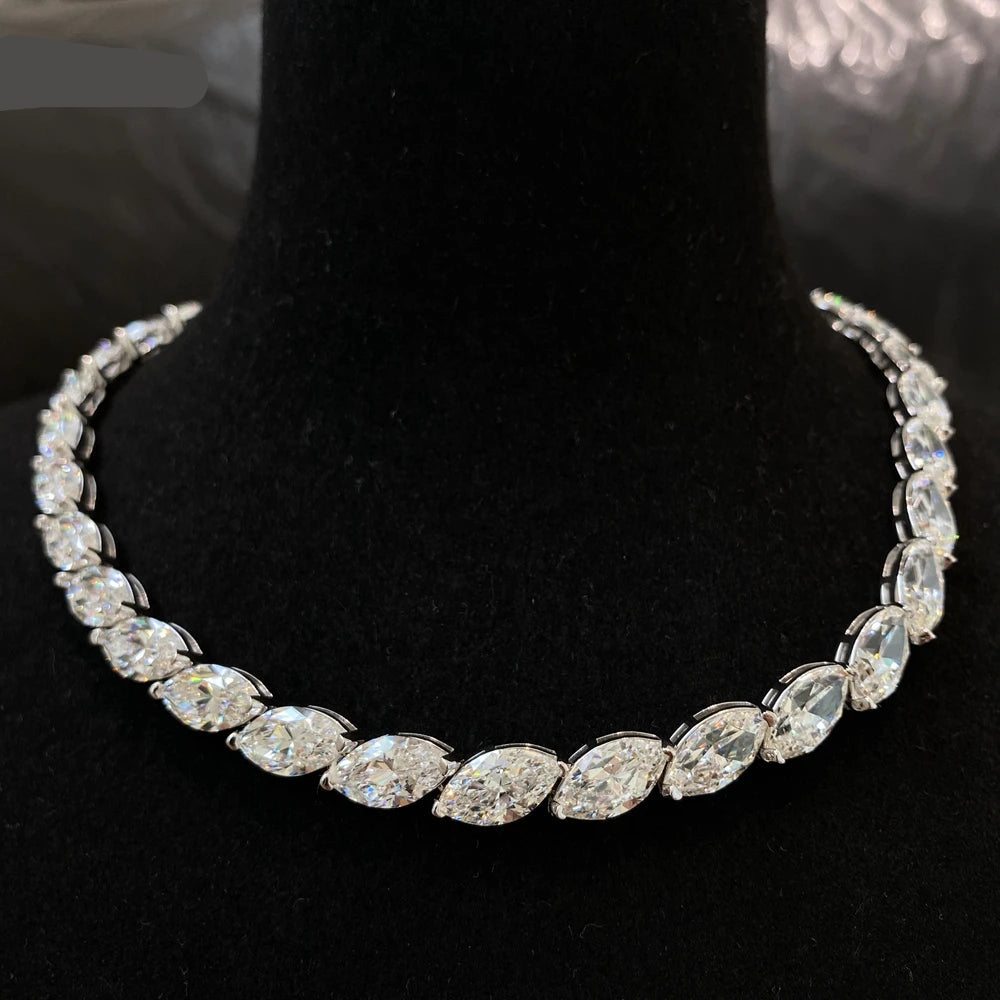 Colar Luxury Safira Laboratorial Marquise em Prata 925