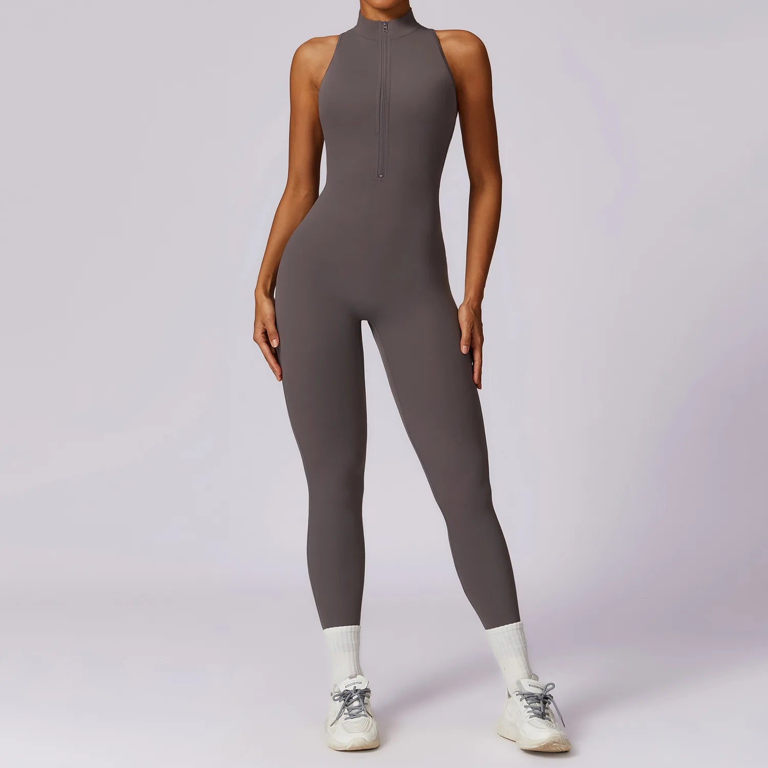 Macacão Fit Diamond com Zíper – Push Up, Compressão e Secagem Rápida