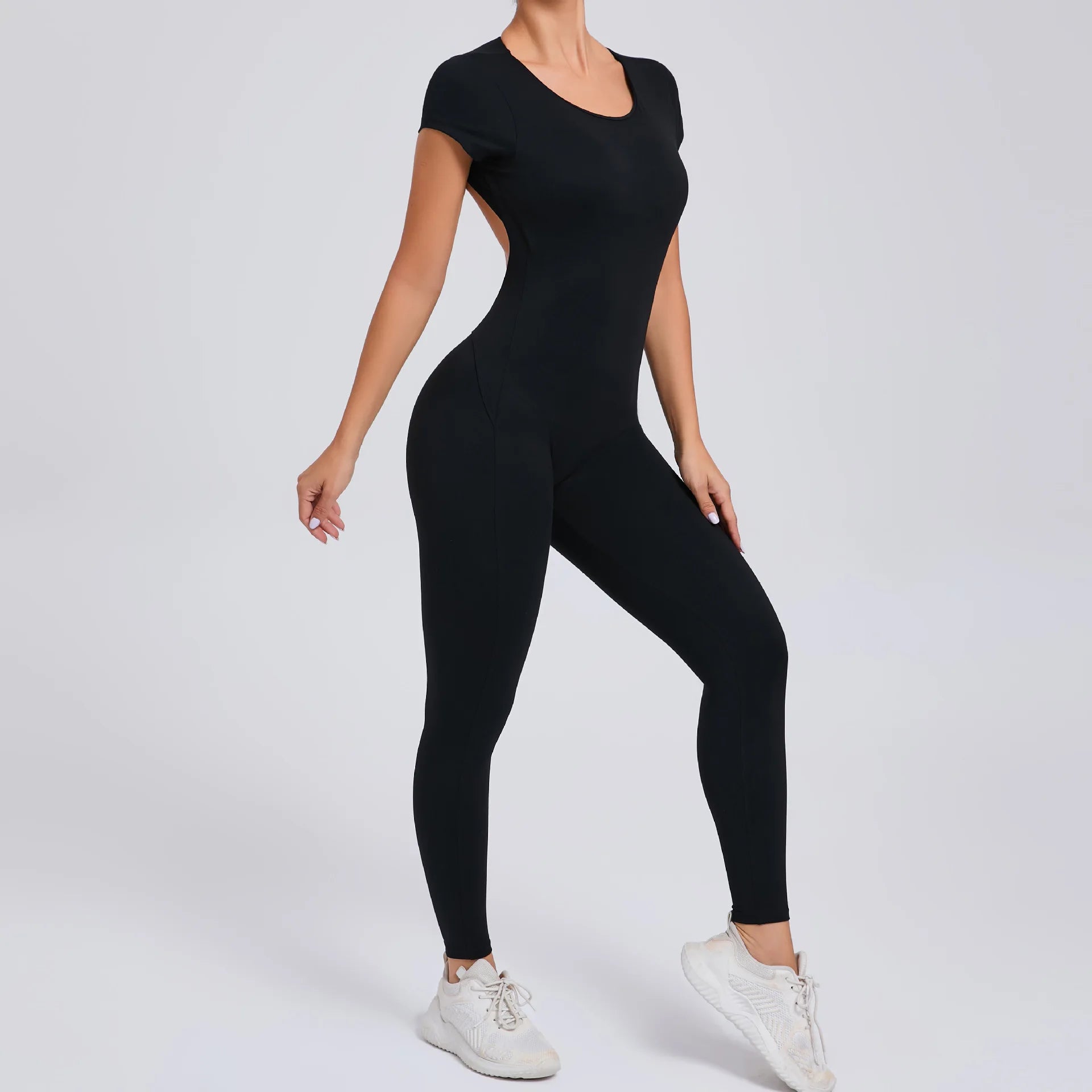 Macacão Fitness Feminino One Piece – Manga Curta, Modelagem Push Up, Yoga & Treino Fit Diamond