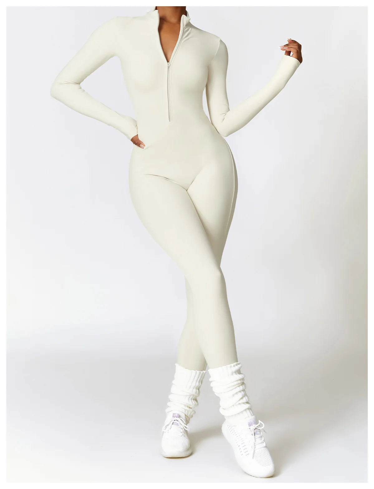 Macacão Fitness Feminino Manga Longa Inverno com Zíper – Push Up One Piece | Fit Diamond