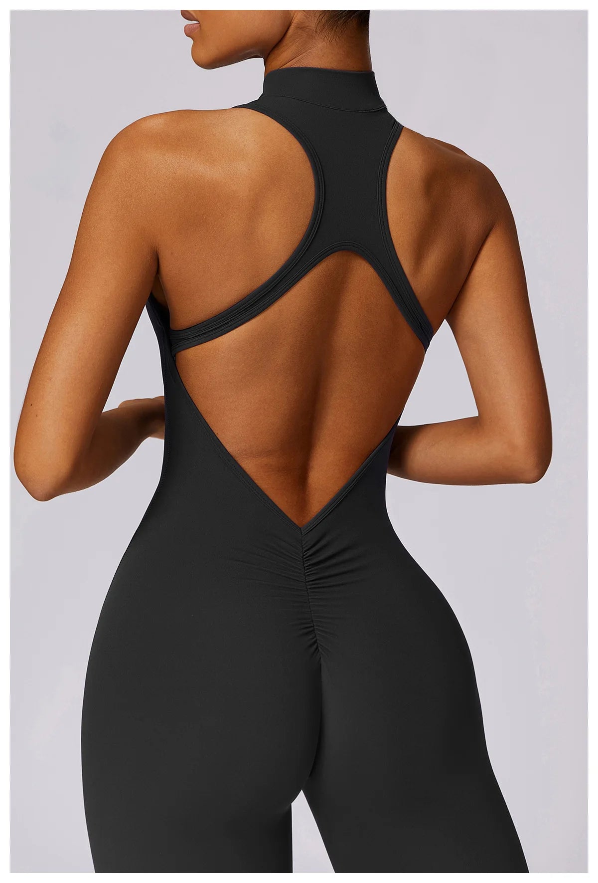 Macacão Fit Diamond com Zíper – Push Up, Compressão e Secagem Rápida