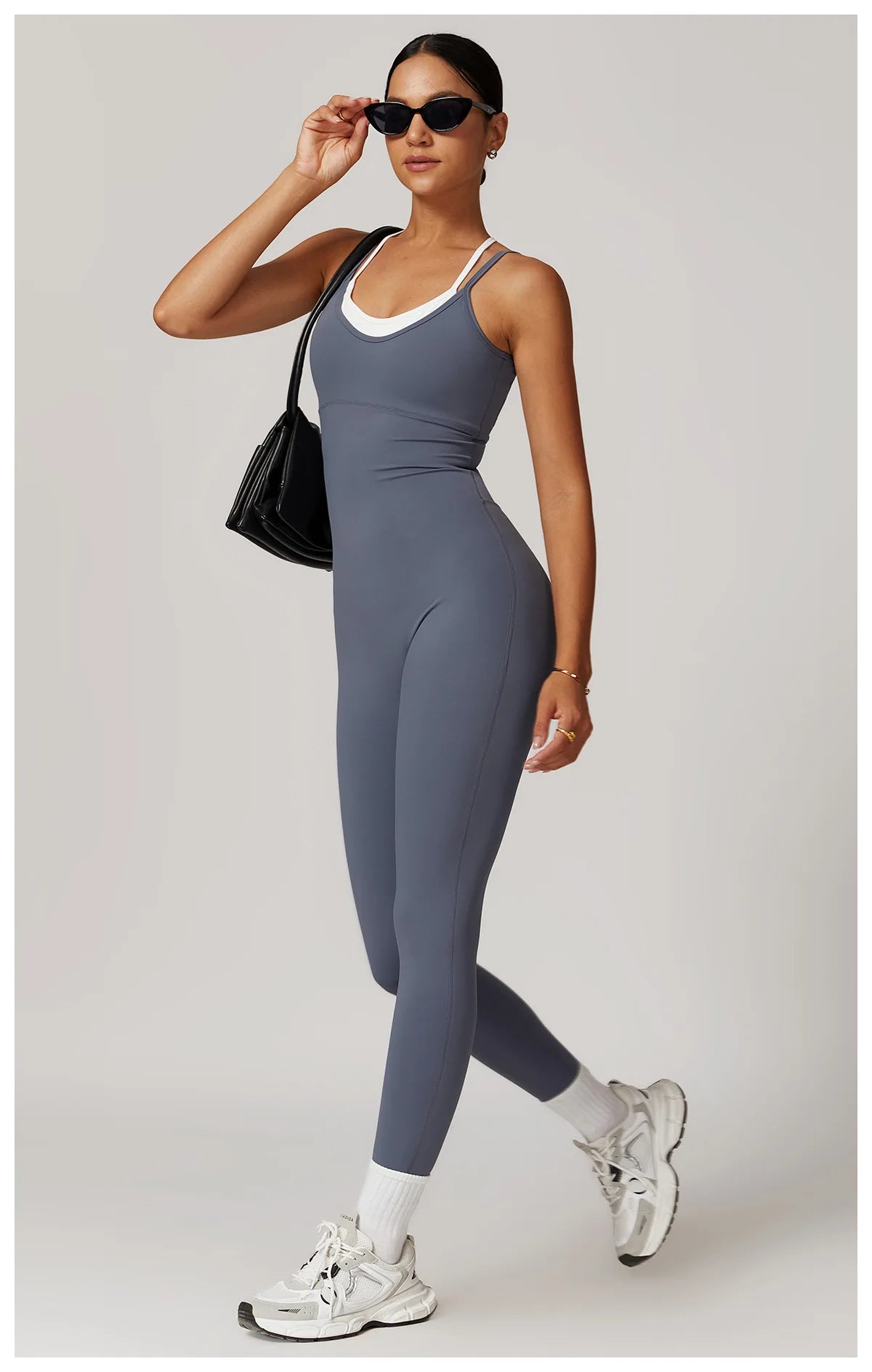 Macacão Fitness Feminino Color Block Costas Cruzadas com Bolsos | Fit Diamond
