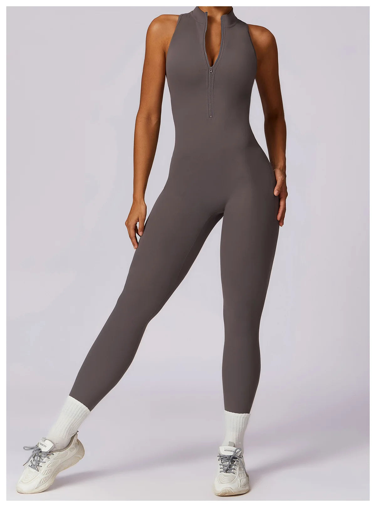Macacão Fit Diamond com Zíper – Push Up, Compressão e Secagem Rápida