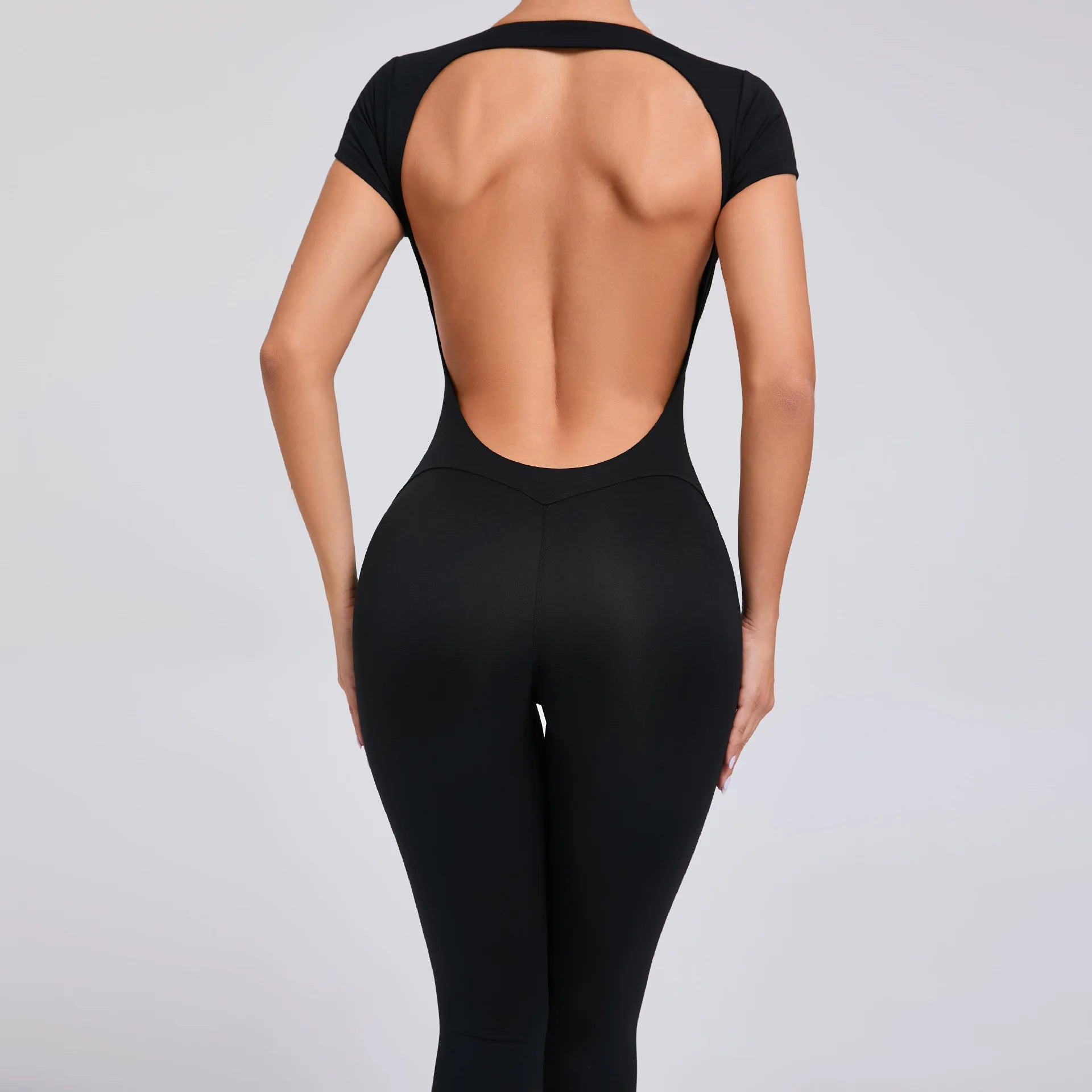Macacão Fitness Feminino One Piece – Manga Curta, Modelagem Push Up, Yoga & Treino Fit Diamond