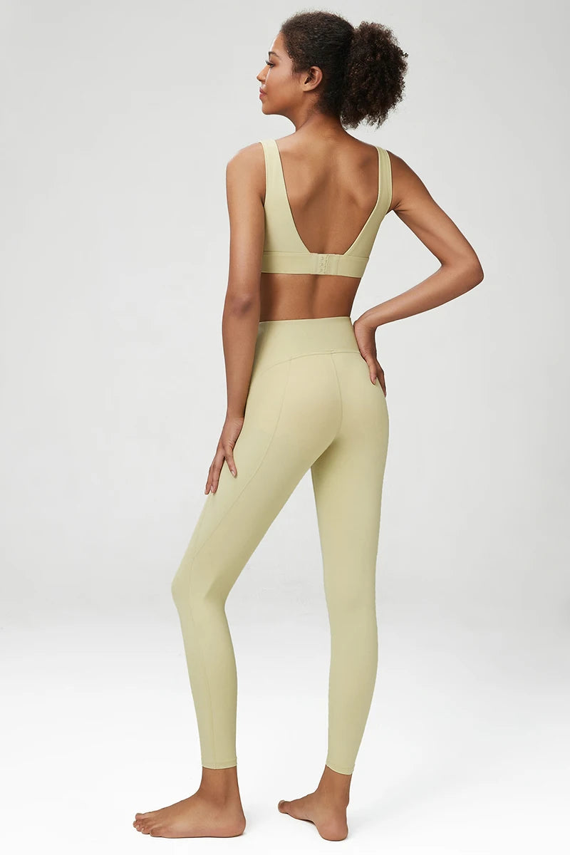 Conjunto Fitness Feminino 2 Peças Fit Diamond – Top + Legging Cintura Alta Slim Fit